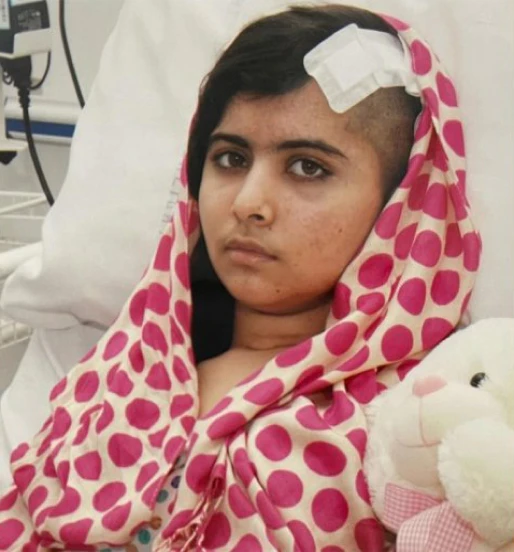 Malala Yousafzai hospitalized after the assassination attempt.